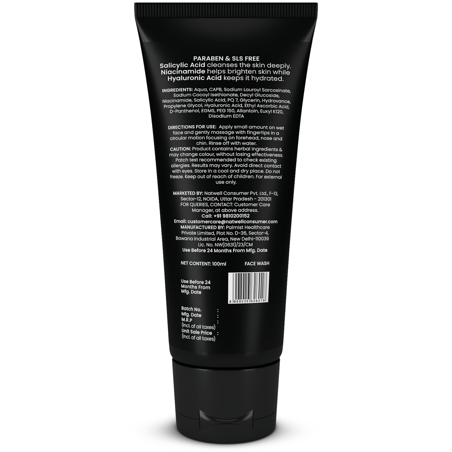Manhaven Explore Face Wash, with Salicylic Acid, Niacinamide & Hyaluronic Acid