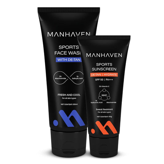 Manhaven Sports Face Wash & Sports Sunscreen Combo - Summer offer (Limited Period)