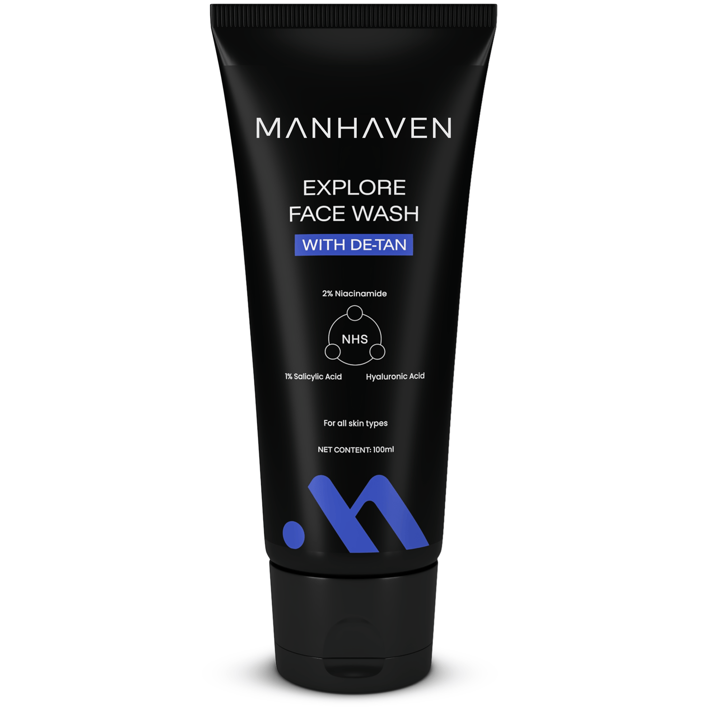 Manhaven Explore Face Wash, with Salicylic Acid, Niacinamide & Hyaluronic Acid