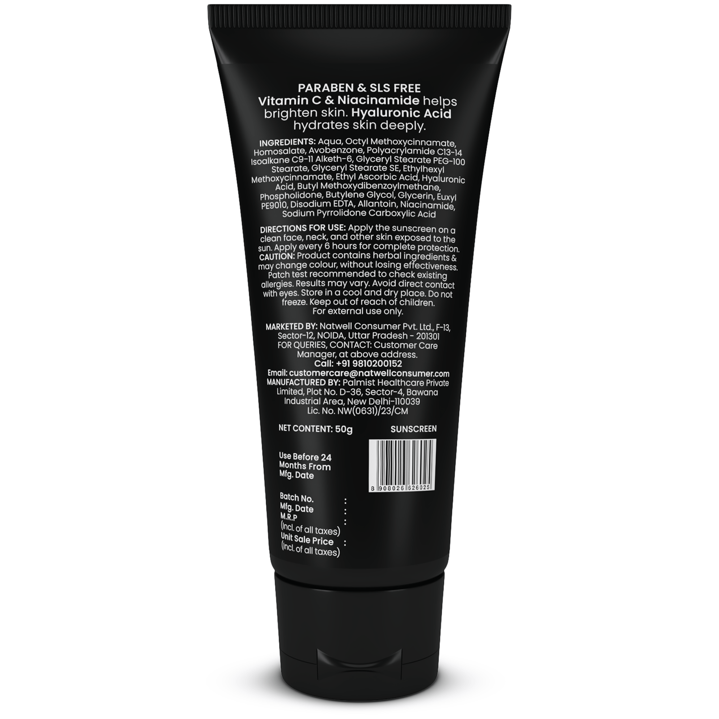 Manhaven Sports Sunscreen, Sweat Resistant Formula, SPF 50 | PA+++, with Vitamin C, Niacinamide & Hyaluronic Acid - 50g