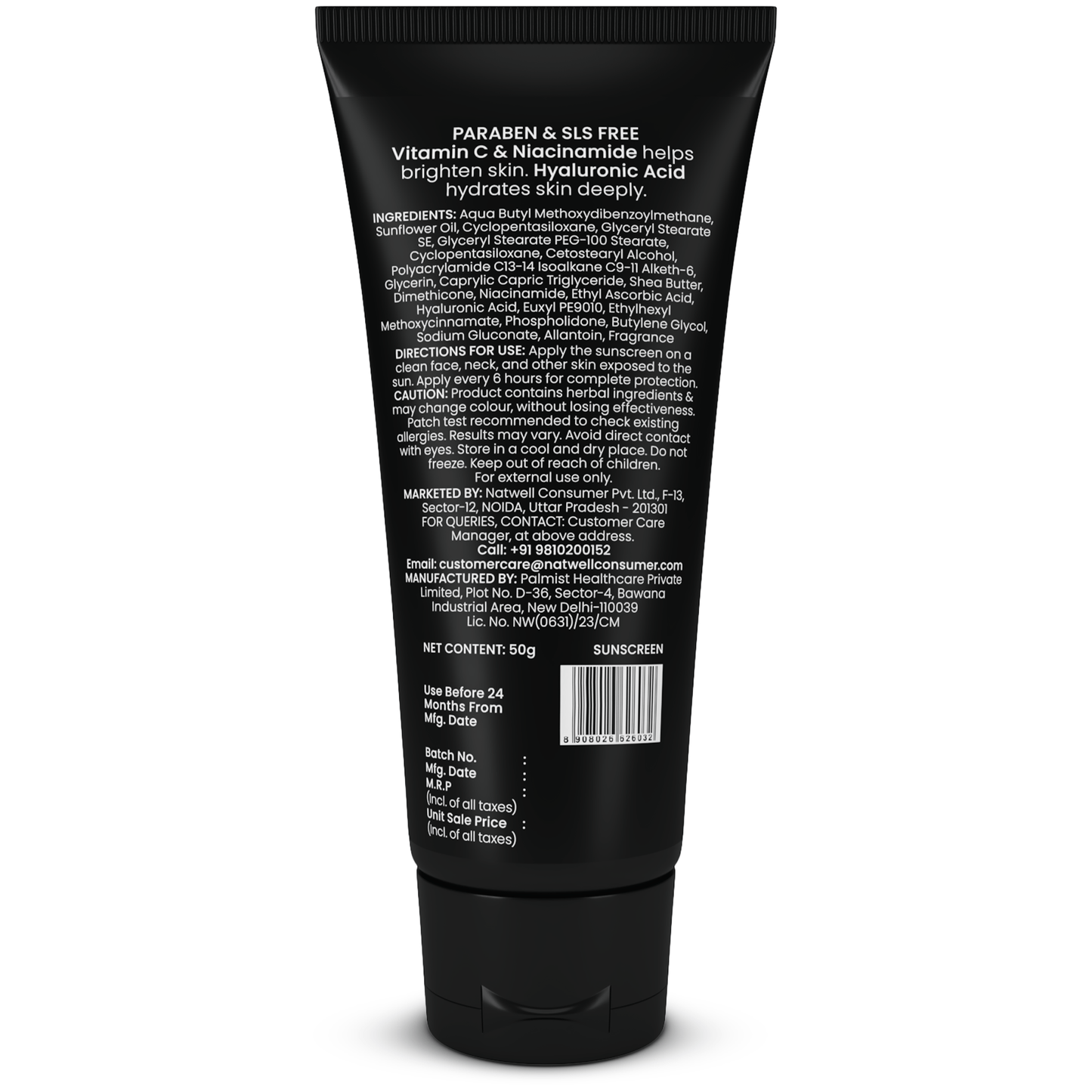 Manhaven Explore Sunscreen, SPF 50 | PA+++, with Vitamin C, Niacinamide & Hyaluronic Acid - 50g